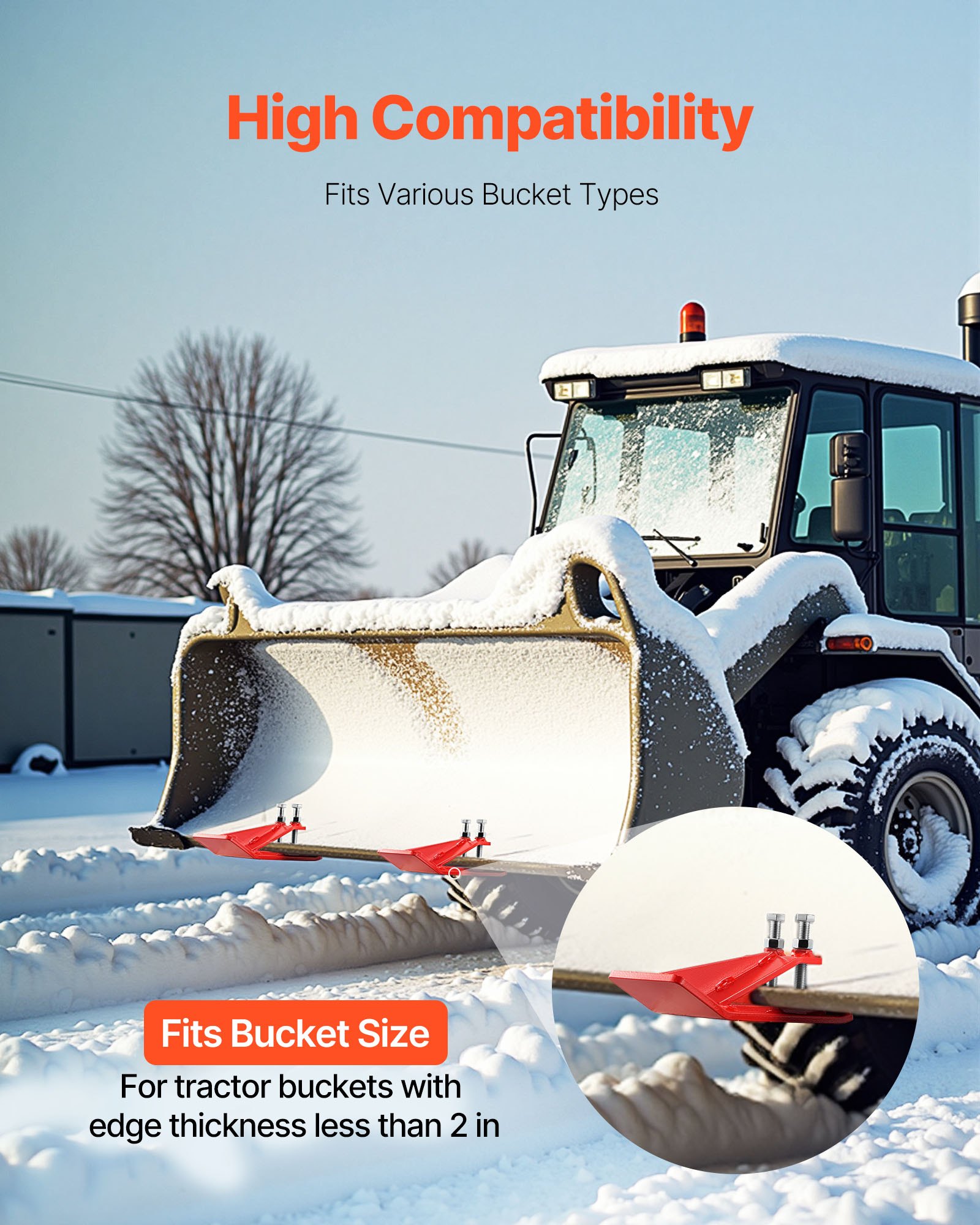 VEVOR tractorbakbeschermers, 2-pack stalen bakrandbeschermers, antislipvoorziening met dubbele zeskantmoeren en -bouten, voor sneeuw-, bladruiming en grindstrooiing (rood)