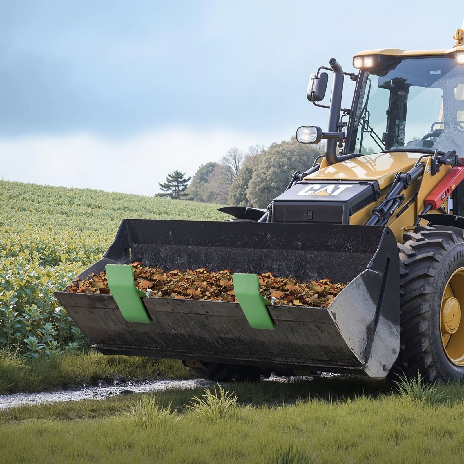VEVOR Tractorbakbeschermers, 2 stuks bakrandbeschermers, antislipvoorziening met dubbele zeskantmoeren en -bouten, voor sneeuwruimen, bladruimen en grindstrooien (groen)