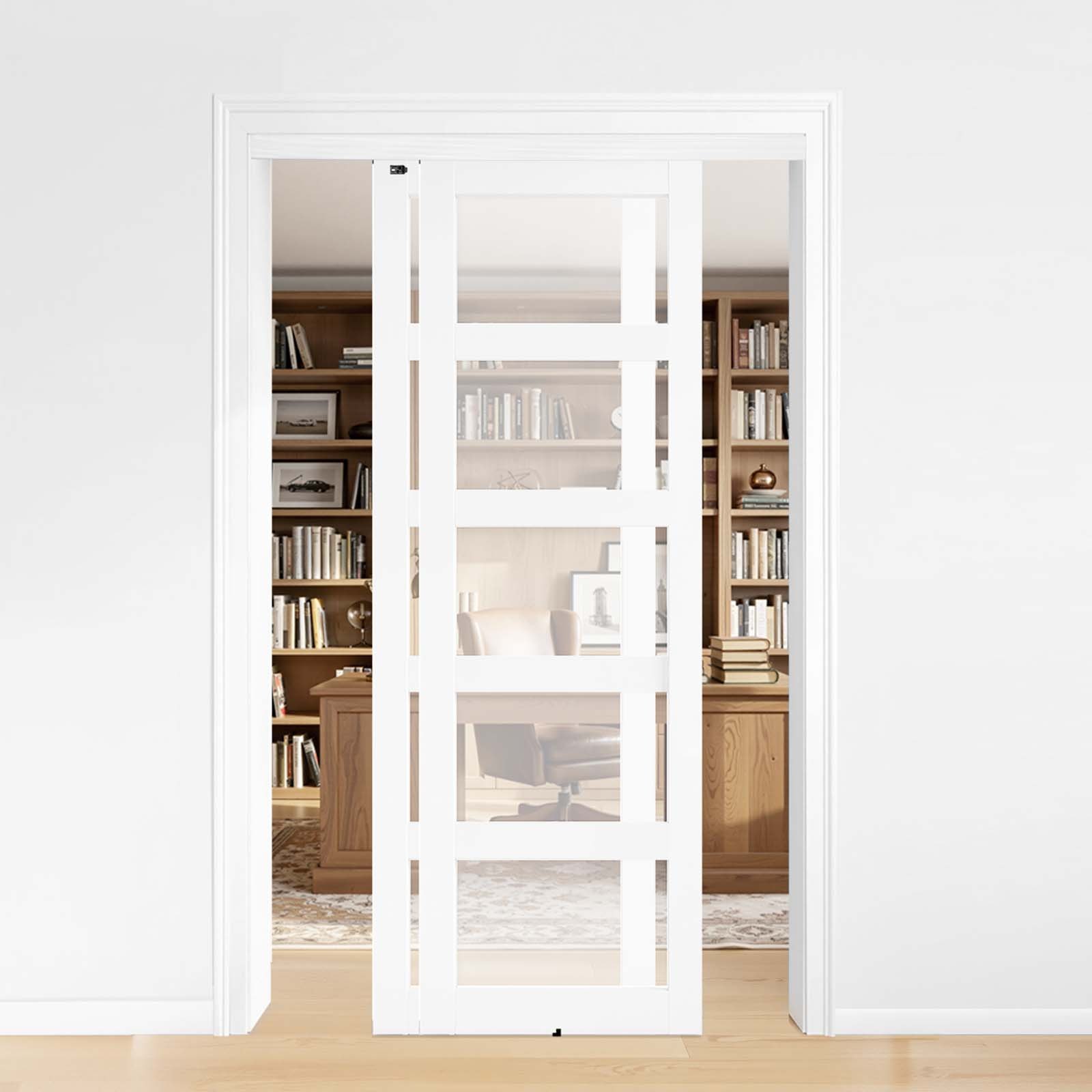 VEVOR Bypass Sliding Door Hardware Kit, 4 ft Aluminum Alloy Dual-Track Bypass Door Hardware, Smooth and Quiet Sliding, Easy to Install, for 1" to 1 3/4" Thickness 24" Width 2 Door System, for Closet