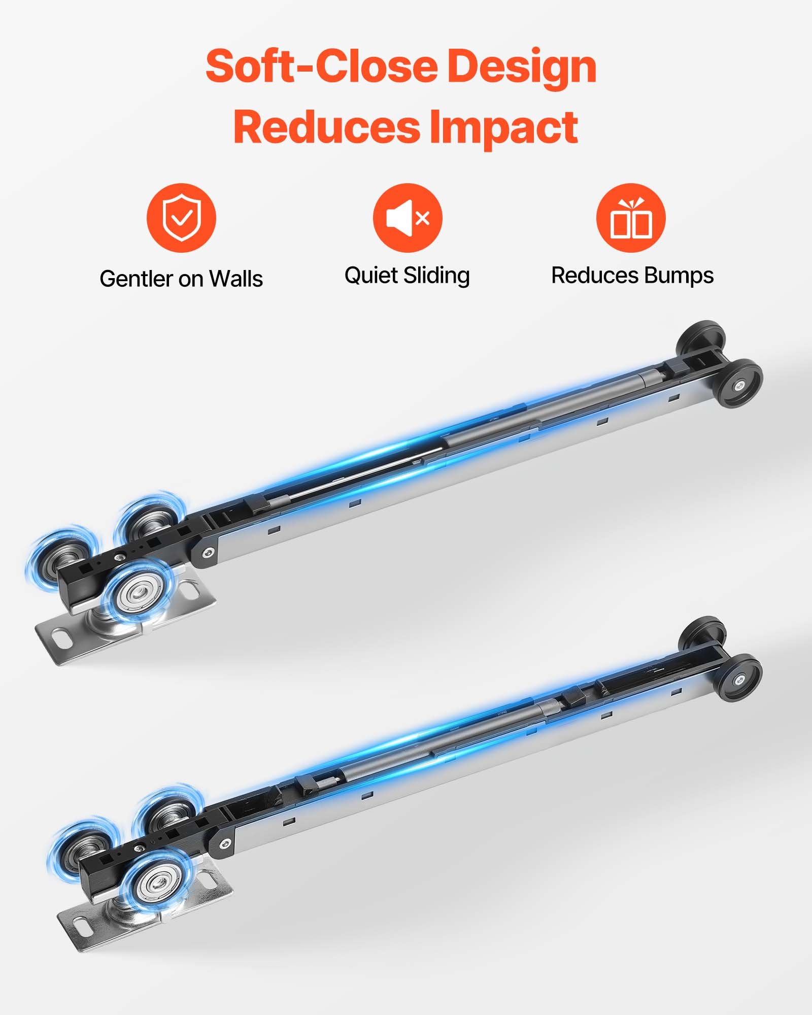 VEVOR Sliding Pocket Door Hardware Track Kit, 44.69" Pocket Door Track Kit with Soft Close Mechanism for Smooth and Quiet Sliding, Easy to Install, for 1" to 1 3/4" Thickness 24" Width Single Door