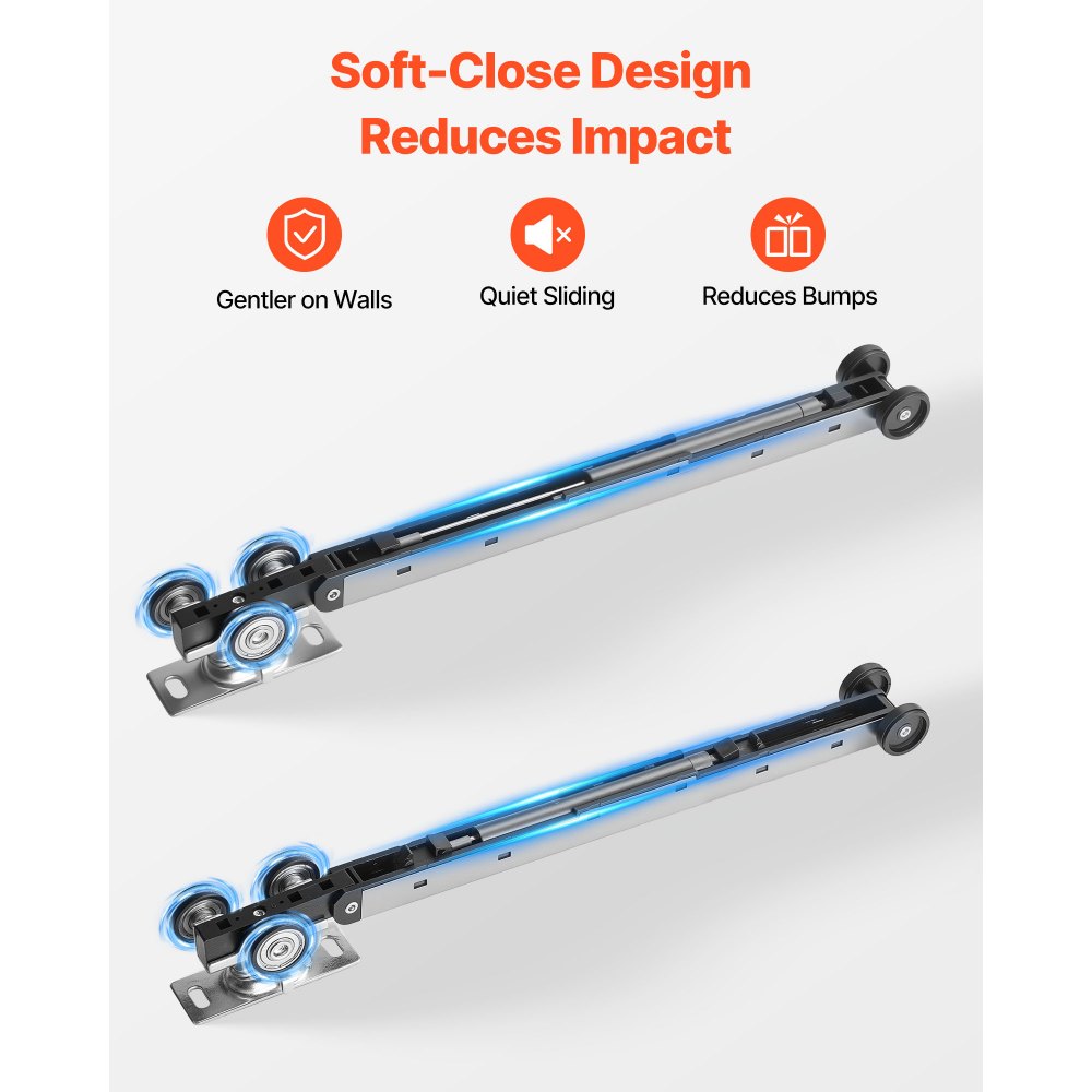 VEVOR schuifdeurbeslagset 1441 mm, schuifdeurrail met softclose voor soepel en stil glijden, schuifdeursysteem voor enkele deuren (25–45 mm dik / 762 mm breed), aluminiumlegering