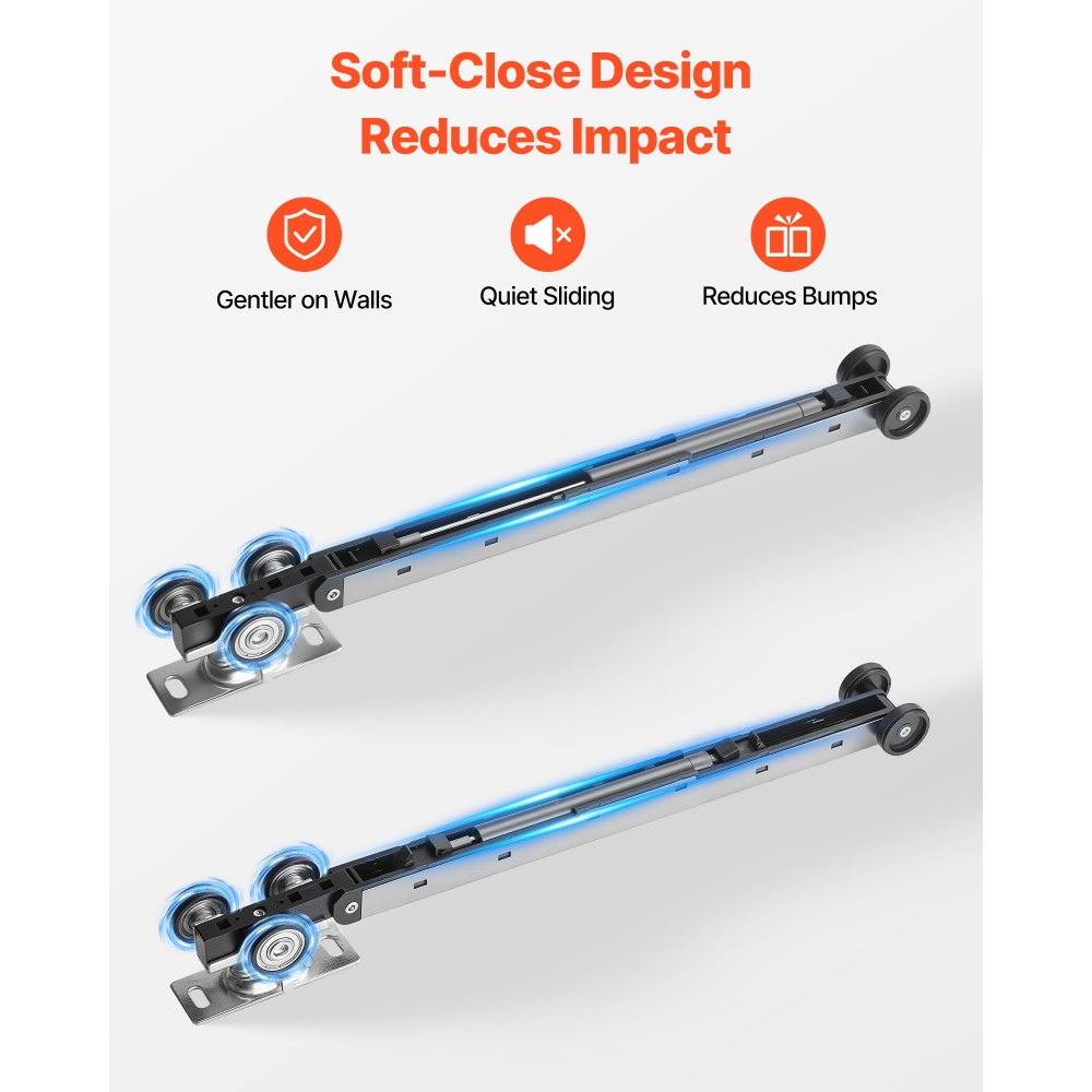 VEVOR schuifdeurbeslagset 1746 mm, schuifdeurrail met softclose voor soepel en stil glijden, schuifdeursysteem voor enkele deuren (25–45 mm dik / 914 mm breed), aluminiumlegering