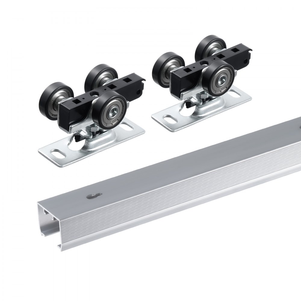 VEVOR Schuifdeur Hardware Track Kit Schuifdeursysteem 1441 mm Hardware Kit voor 610-762 mm brede enkele deuren, soepel en eenvoudig te installeren Schuifdeur Hardware 100 kg draagvermogen