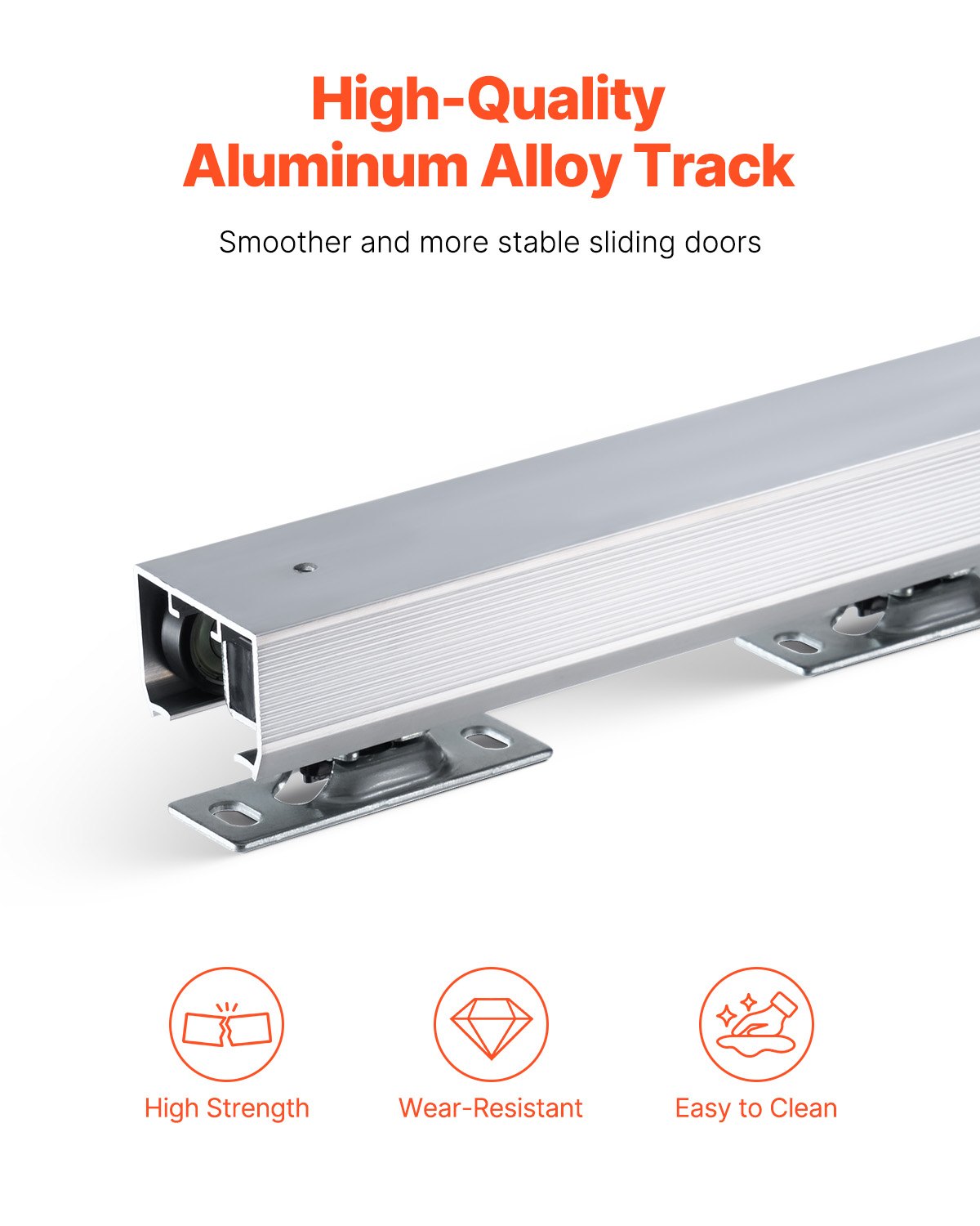VEVOR Schuifdeur Hardware Track Kit Schuifdeursysteem 1441 mm Hardware Kit voor 610-762 mm brede enkele deuren, soepel en eenvoudig te installeren Schuifdeur Hardware 100 kg draagvermogen