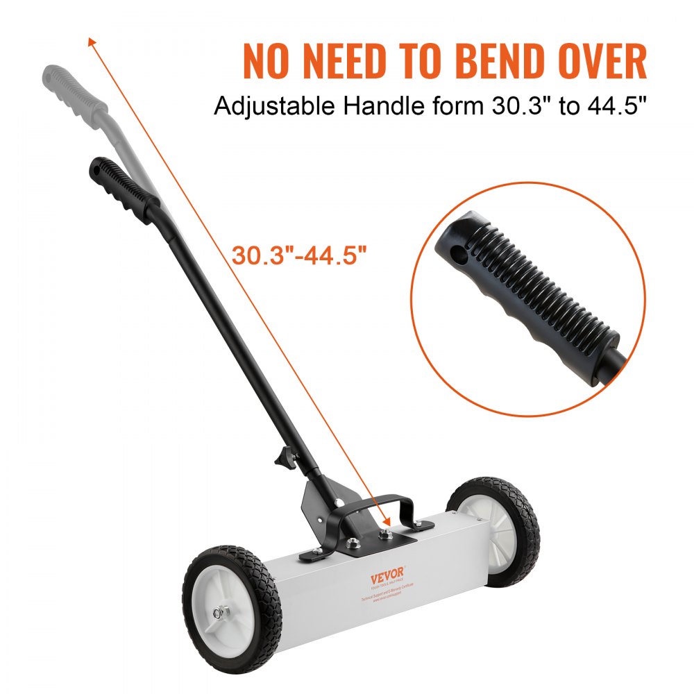 VEVOR Magnetische bezem Magnetische veger 77-113 cm, Magnetische veger Magnetische magneetbezem Magnetische bezem Magnetische lifter 20,4 kg Magnetische kracht Magnetische spaanderverzamelaar Vloerveger Veegmachine
