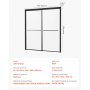 VEVOR Bathtub Shower Door, 56-60 in. W x 60 in. H, Semi-Frameless Double Sliding Tub Door, Semi-Frameless Bypass Tub Door with 1/4 in Shatterproof Tempered Glass and Stainless Steel Handle, Black