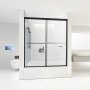 VEVOR Badkuip Douchedeur (1422-1524 x 1524 mm / B x H) Semi-frameloze schuifdeur voor bad, semi-frameloze bypass-baddeur met 1/4 inch breukvast gehard glas en roestvrijstalen handgreep