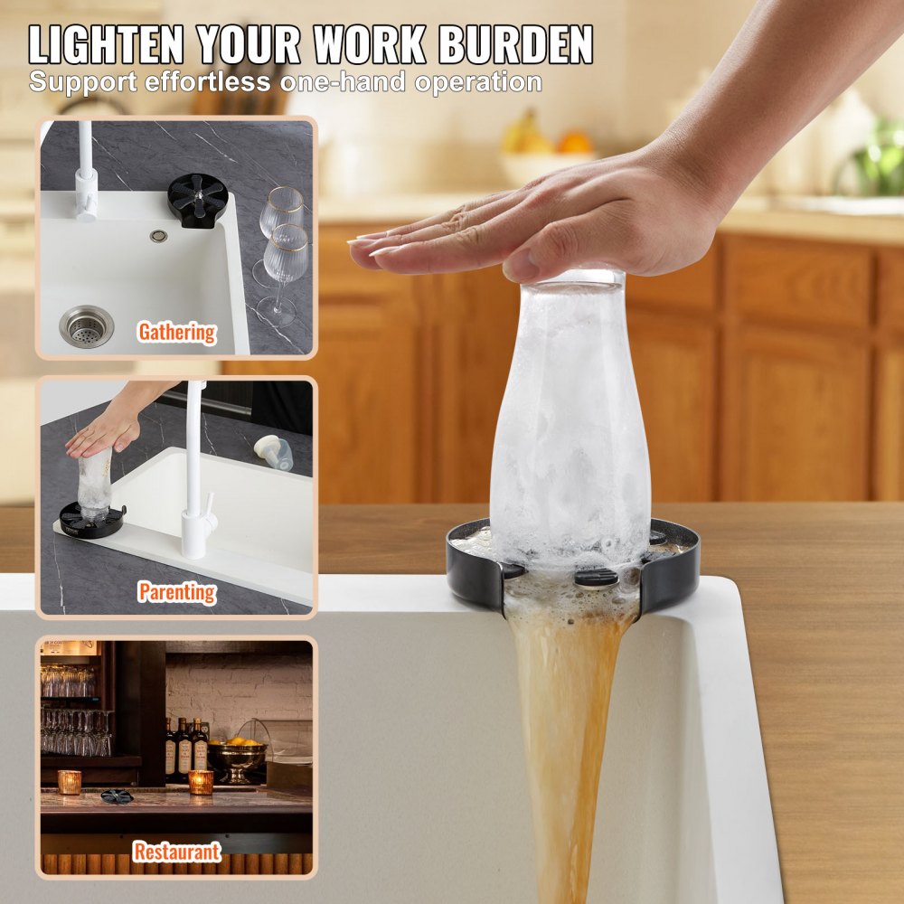 VEVOR glazenwasser, bekerwasser, 10 gaten, 360° draaibaar, RVS