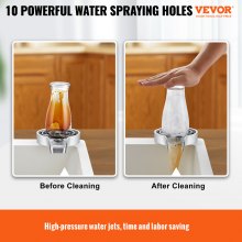 VEVOR Glass Rinser 10 Spraying Jets 360° Rotating ABS Cup Washer & Cup Holder