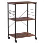 VEVOR 3-laags keukentrolley, robuuste serveerwagen tot 55 kg, rolwagen met 8 haken, metalen plank op wielen voor keuken, garage en wasruimte, roltafel 602 x 402 x 902 mm, vintage stijl