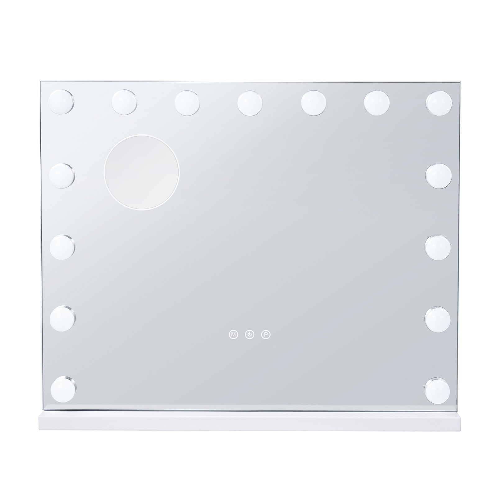 VEVOR Hollywood Vanity Mirror met verlichting, 15 dimbare lampen en 3 kleurverlichtingsstanden, cosmetische spiegel met verwijderbare 5x vergroting, USB-poort, slimme aanraakbediening, 580x458mm