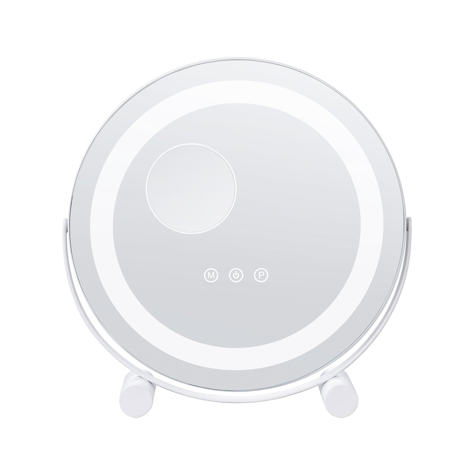 VEVOR 310mm LED-make-upspiegel met licht, 3 kleurstanden, 5x vergroting, slimme aanraakbediening, 360° rotatie, make-upspiegel voor op de slaapkamertafel (wit)