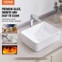 VEVOR Rectangle Vessel Sink, 16" x 12" Bathroom Vessel Sink Countertop, White Ceramic Bathroom Sinks Above Counter, Modern Style, Bright and Elegant, Well-Packaged for Bathroom, Hotel, Toilet, RV