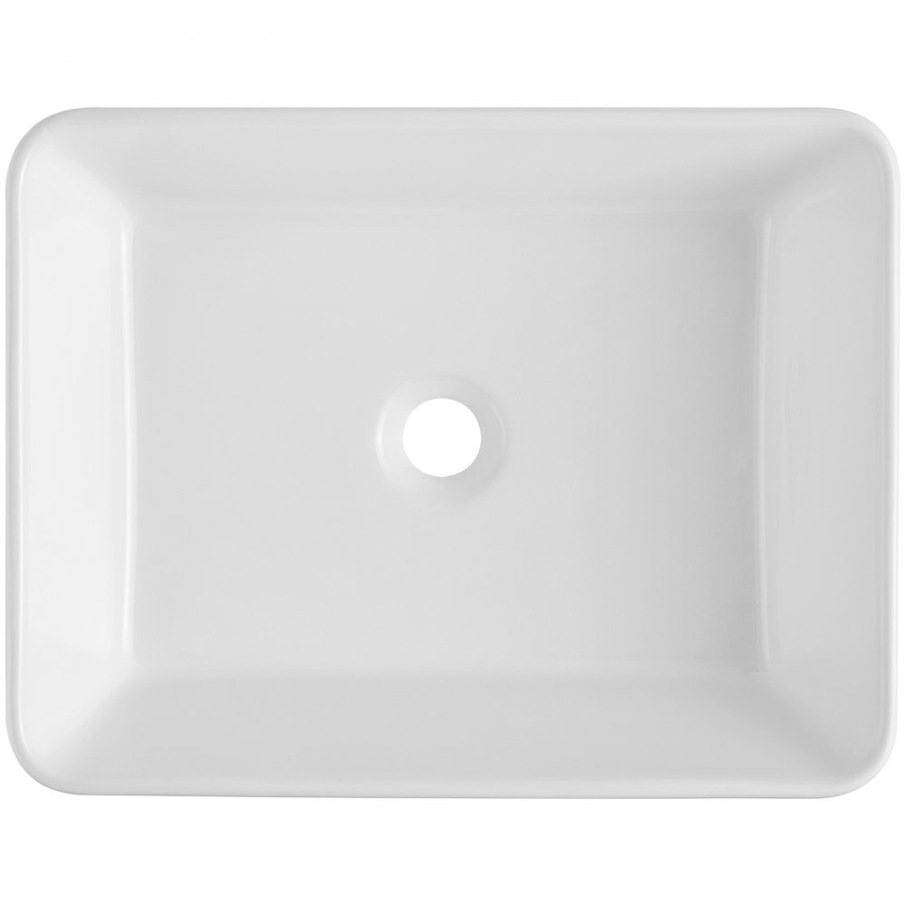VEVOR Rectangle Vessel Sink, 19" x 14.7" Bathroom Vessel Sink Countertop, White Ceramic Bathroom Sinks Above Counter, Modern Style, Bright and Elegant, Well-Packaged for Bathroom, Hotel, Toilet, RV