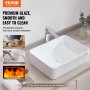 VEVOR Rectangle Vessel Sink, 19" x 14.7" Bathroom Vessel Sink Countertop, White Ceramic Bathroom Sinks Above Counter, Modern Style, Bright and Elegant, Well-Packaged for Bathroom, Hotel, Toilet, RV