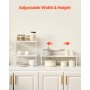 VEVOR Adjustable Kitchen Cabinet Shelf Organizer, Expandable 2 Tier Cabinet Shelf, Stackable Countertop Organizers and Storage Shelf Risers, Pantry Organizers for Kitchen Bathroom Office, White