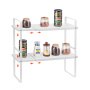 VEVOR Adjustable Kitchen Cabinet Shelf Organizer, Expandable 2 Tier Cabinet Shelf, Stackable Countertop Organizers and Storage Shelf Risers, Pantry Organizers for Kitchen Bathroom Office, White