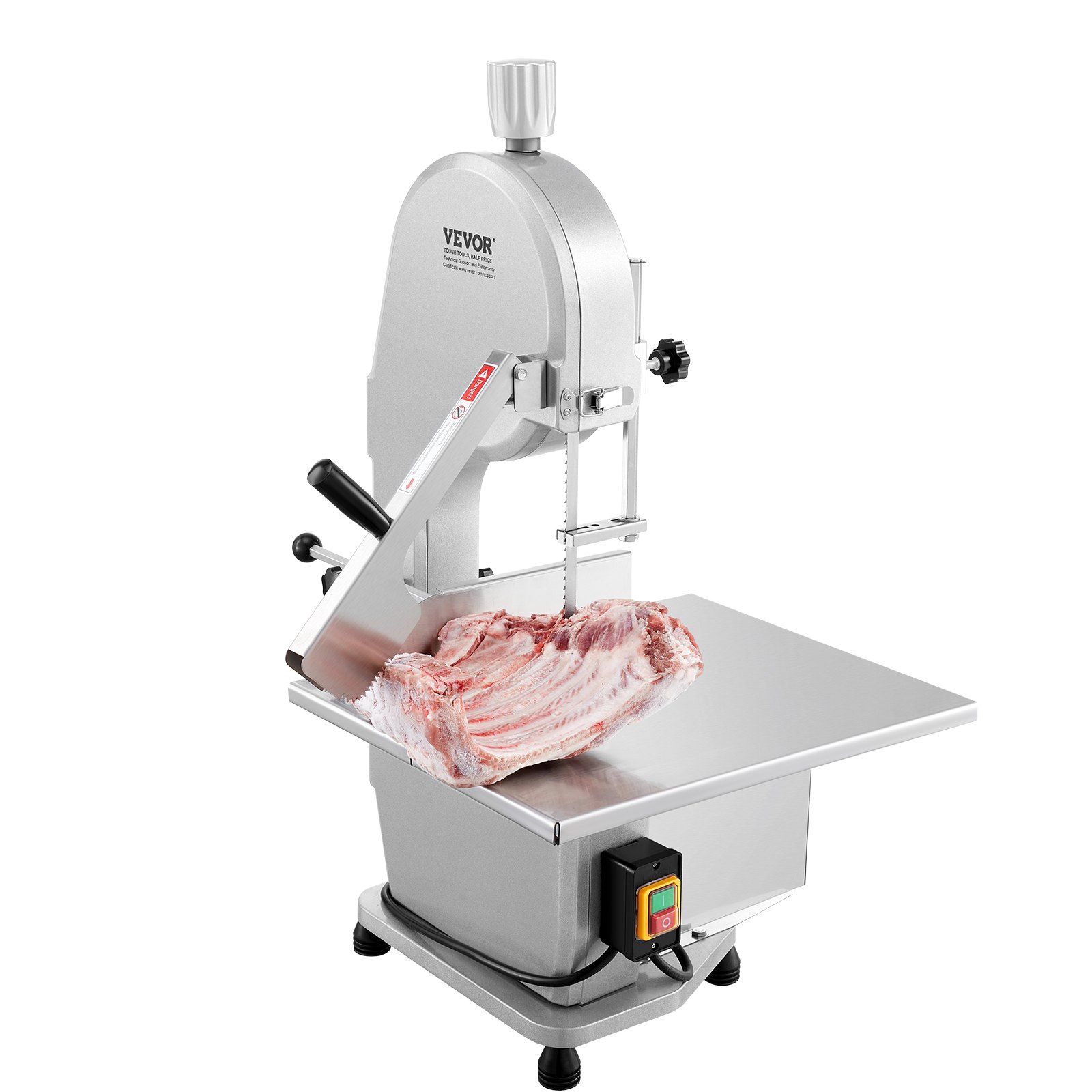 VEVOR Commercial Electric Meat Bandsaw, 1800W Stainless Steel Countertop Bone Sawing Machine, Workbeach 15" x 19.1", 7.09 Inch Max Cutting Thickness, Frozen Meat Cutter with 5 Blades for Rib Pork Beef