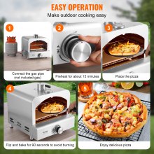 VEVOR 11" Outdoor Pizza Oven Draagbare Gas Oven 430 Roestvrij Staal voor Camping