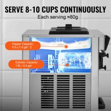 VEVOR Commercial Ice Cream Maker 18-28 L/h, 3 Flavors, Italian Ice Cream Machine, 2 x 5.5 L Hoppers, LCD Panel, Automatic Pre-Cooling, Cleaning, for Yogurt, Coffee, Snack Bar, Restaurant