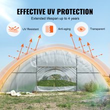 VEVOR Greenhouse Plastic Sheeting 10 x 40 ft, 6 Mil Thickness Clear Greenhouse Film, Polyethylene Film 4 Year UV Resistant, for Gardening, Farming, Agriculture, Garden