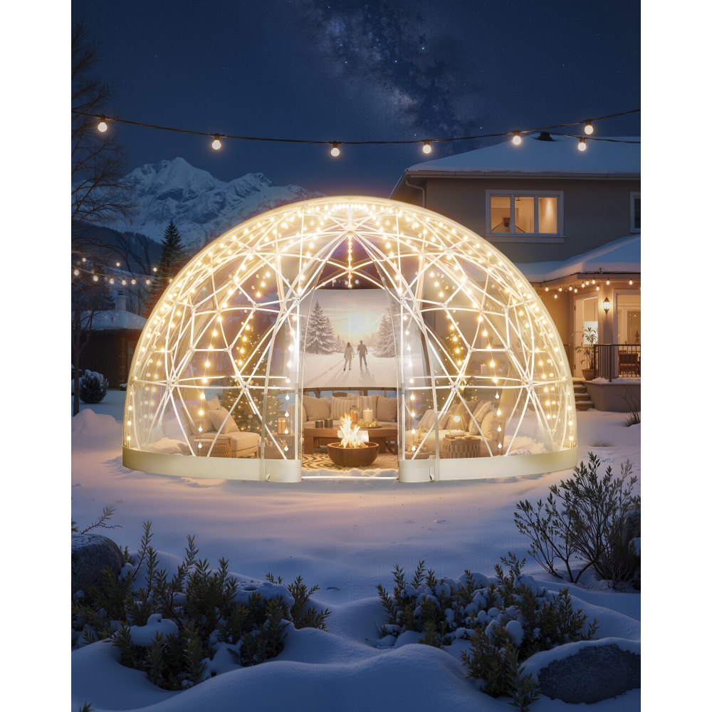 VEVOR Garden Dome Tent, 3,6 x 2,2 m Transparante Bubbeltent voor 4-7 Personen, Geodetische Koepelkas met Raam, PVC Tent voor Achtertuin, Terras, Camping, Feest, Bruiloft