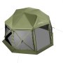 VEVOR Pop-up Paviljoen, 3,96 x 3,96 m, 13-zijdig, bolvormige kampeertent met afneembaar dak en draagtas, 360° ventilatie, zonwering, partytent voor 10-12 personen, groen