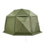 VEVOR Pop-up Paviljoen, 3,96 x 3,96 m, 13-zijdig, bolvormige kampeertent met afneembaar dak en draagtas, 360° ventilatie, zonwering, partytent voor 10-12 personen, groen