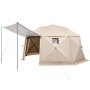 VEVOR Pop-up Paviljoen, 4,57 x 4,57 m, 13-zijdige, bolvormige kampeertent met afneembaar dak en draagtas, 360° ventilatie, zonnescherm, partytent voor 12-15 personen, beige