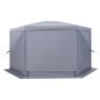 VEVOR Pop-up Paviljoen, 3,6 x 3,6 x 2,2 m, Grote 6-zijdige kampeertent met afneembaar dak en draagtas, feesttent, zonnescherm voor 8-10 personen, voor tuin, terras en patio