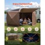 VEVOR Pop-up Paviljoen, 4,57 x 4,57 m, Grote 8-zijdige kampeertent met afneembaar dak en draagtas, feesttent, zonnescherm voor 12-15 personen, voor tuin en terras, bruin