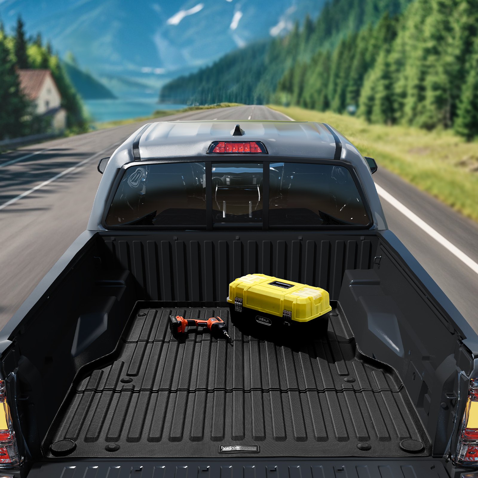 VEVOR Truck Bed Mat, Compatible with 2005-2023 Toyota Tacoma, TPE Truck Bed Liner Mat Fits for 5 FT Bed, Thick and Heavy-Duty Bed Mat Car Accessories for All-Weather Protection, Prevent Slipping