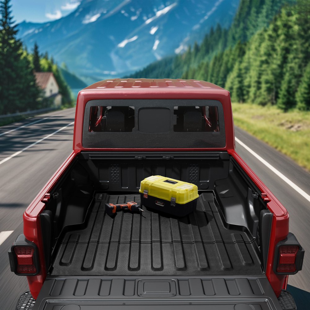 VEVOR Truck Bed Mat, Compatible with 2020-2024 JEEP Gladiator, TPE Truck Bed Liner Mat Fits for 5 FT Bed, Thick and Heavy-Duty Bed Mat Car Accessories for All-Weather Protection, Prevent Slipping