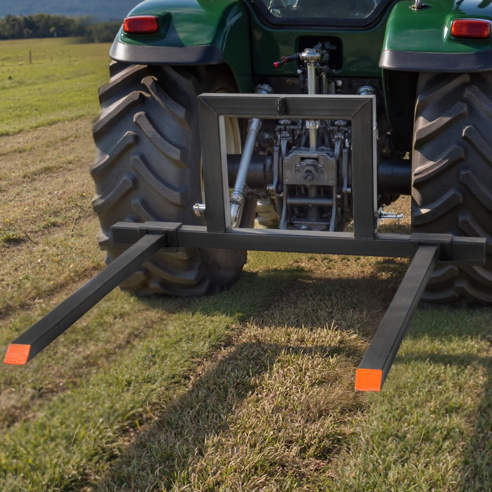 VEVOR 3 Point Hitch Pallet Forks, 680 kg Clamp on Pallet Forks, 128 cm Total Length Heavy-Duty Tractor Fork with 73.5-117 cm Adjustable Fork Width, Quick Hitch Attachments for Category 1 Tractors