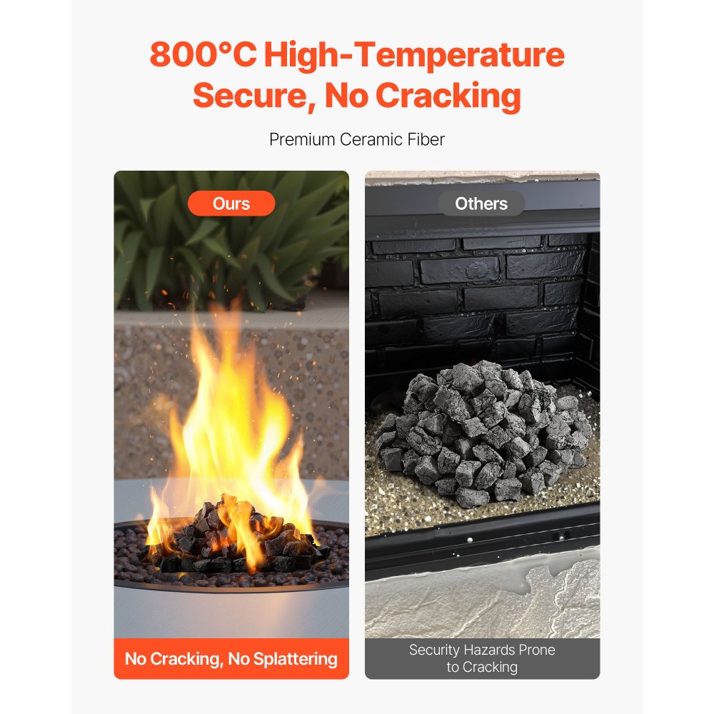 VEVOR Lava Rocks, 20.32-30.48 mm Fire Stones Lava Rocks For Fire Pit, Reusable Fire Pit Stones Indoor and Outdoor Use, Decorative Firepit Stone for Propane/Gas Fireplace,Stove,Courtyard,Camping