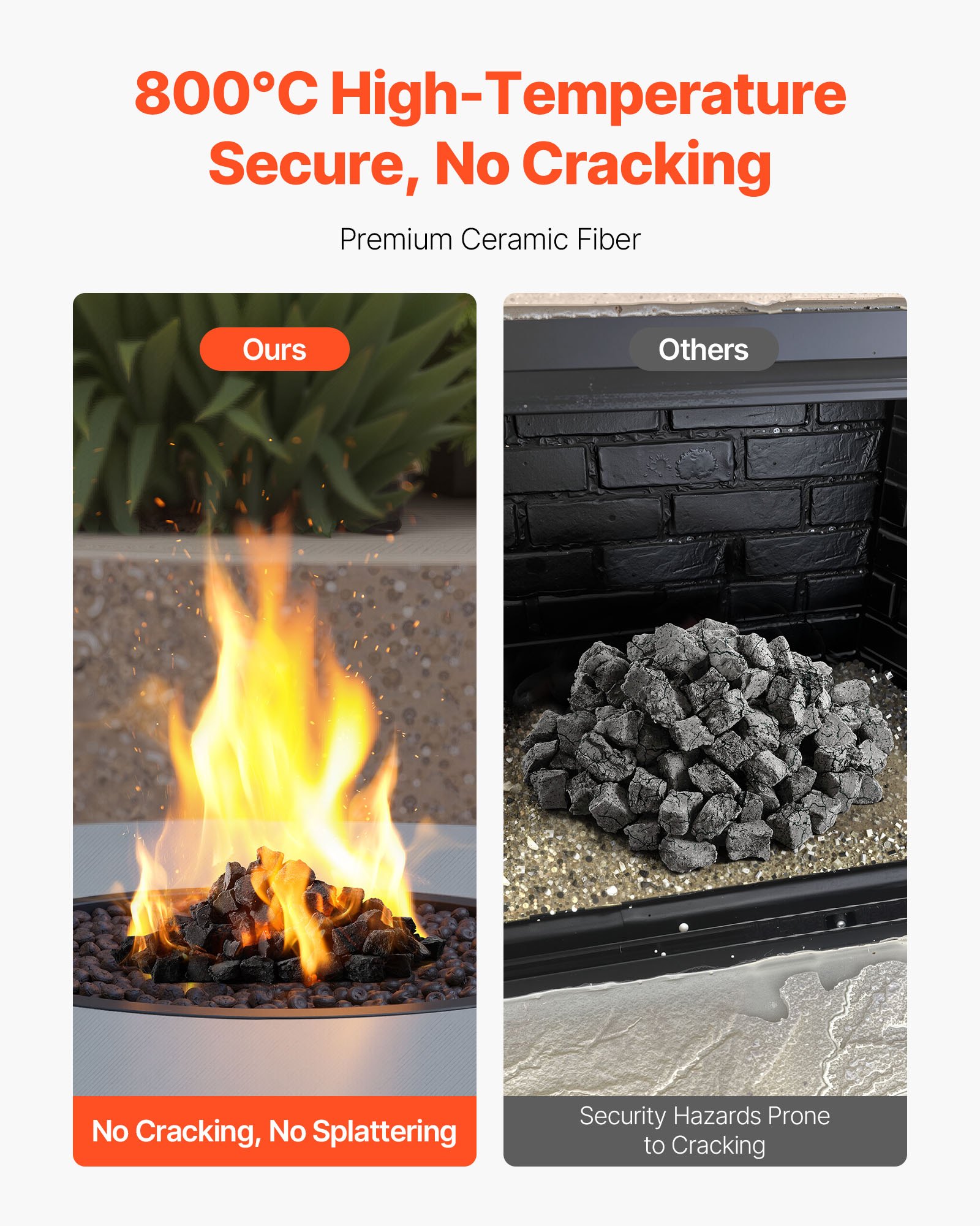 VEVOR Lava Rocks, 2 cm keramische stenen voor open haarden, herbruikbare lavastenen voor binnen- en buitengebruik, decoratieve vuurkorfstenen voor propaan-/gashaarden, kachels, patio's en campings