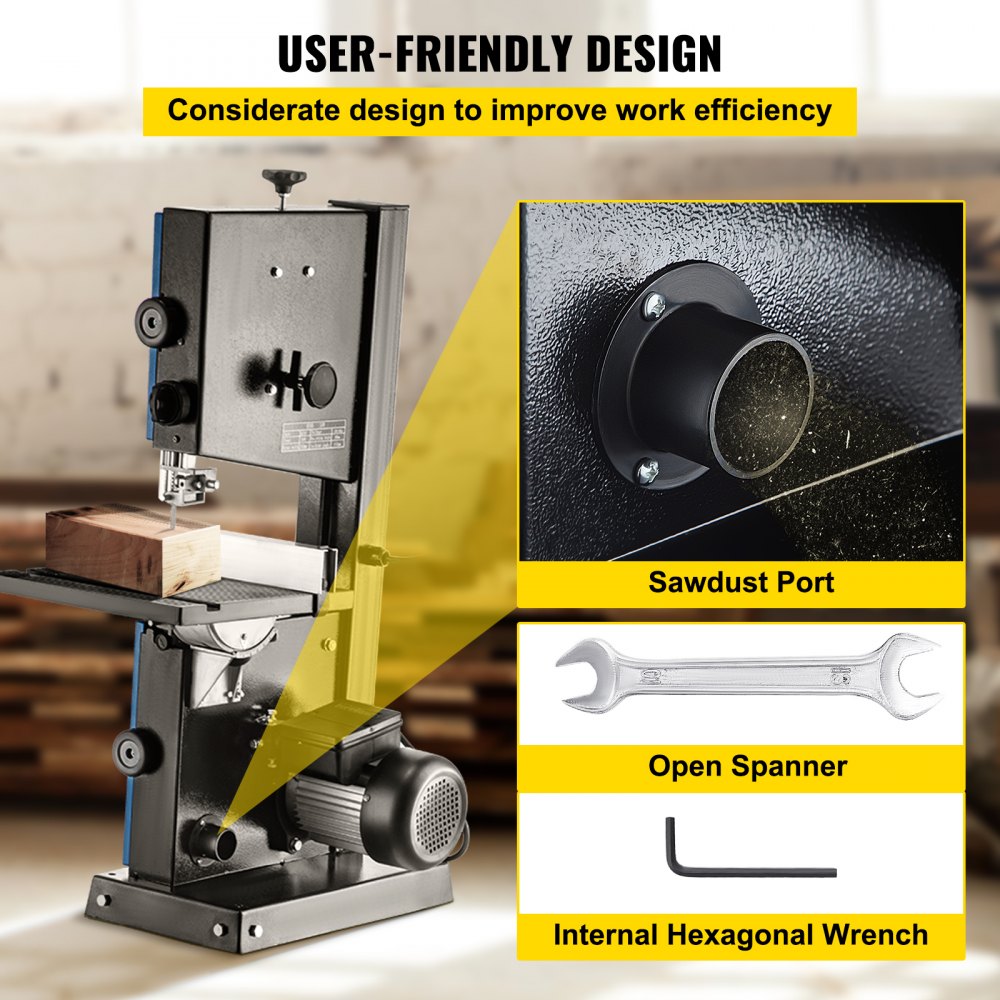 VEVOR Lintzaag 2,5 ampère 220 V tafelbandzaag 2,5 ampère aanslag bandzaag van gevormde aluminium houtbandzaag 0-45° houtbandzaag 220 V dieptezaag 6"