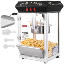 VEVOR Popcornmachine Popcornmaker, 850 W Popcornmachine 8 oz Waterkoker voor 48 kopjes per lading, Popcornmachine voor op het aanrecht met gehard glas, inclusief 4 scheppen