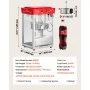 VEVOR Popcornmachine met roestvrijstalen waterkoker, 800W commerciële popcornmachine, 48 kopjes per lading, bioscoopstijl, met bediening met 2 knoppen, glazen wand, PC-deur, 1 maatschep, 3 lepels, rood