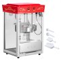 VEVOR Popcornmachine met roestvrijstalen waterkoker, 800W commerciële popcornmachine, 48 kopjes per lading, bioscoopstijl, met bediening met 2 knoppen, glazen wand, PC-deur, 1 maatschep, 3 lepels, rood