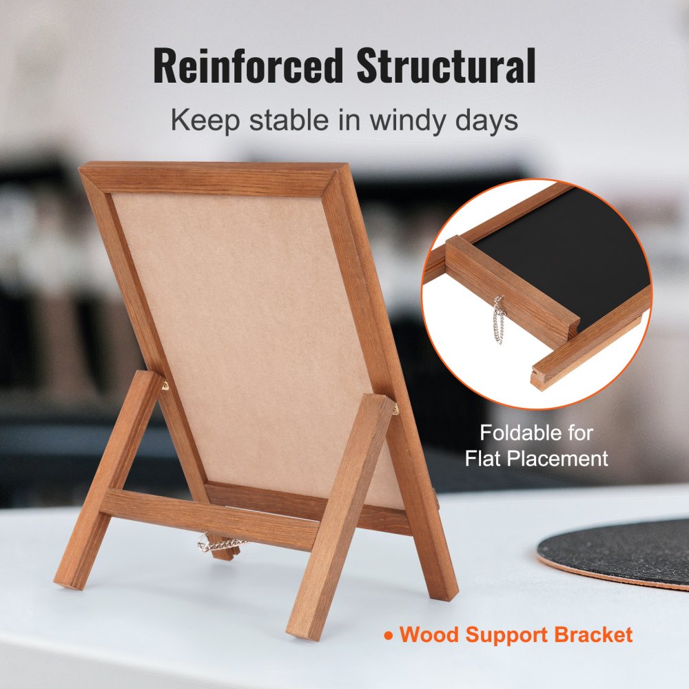 VEVOR stoepreclamestandaard met houten lijst 25,4 x 35,6 cm, reclamebordstandaard 214 x 256 mm eetbord bruin inclusief 1 vloeibare krijtstift om met krijt te schrijven voor restaurants, bars etc.