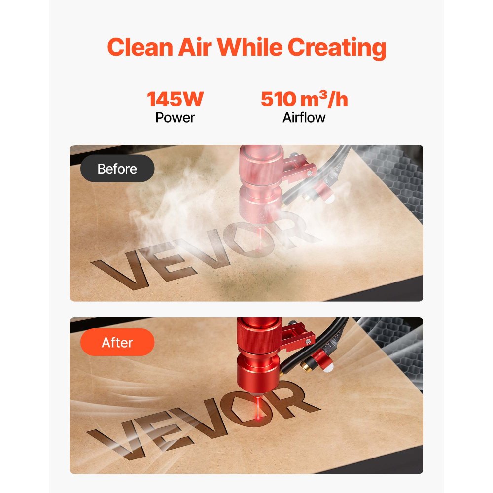VEVOR Soldeerrookafzuiger, Lasrookafzuiger met 3-in-1 filter, Afzuigcapaciteit van 510 m³/u, 10 snelheidsniveaus, Borstelloze motor met afstandsbediening, Geschikt voor lasergraveren en 3D-printen
