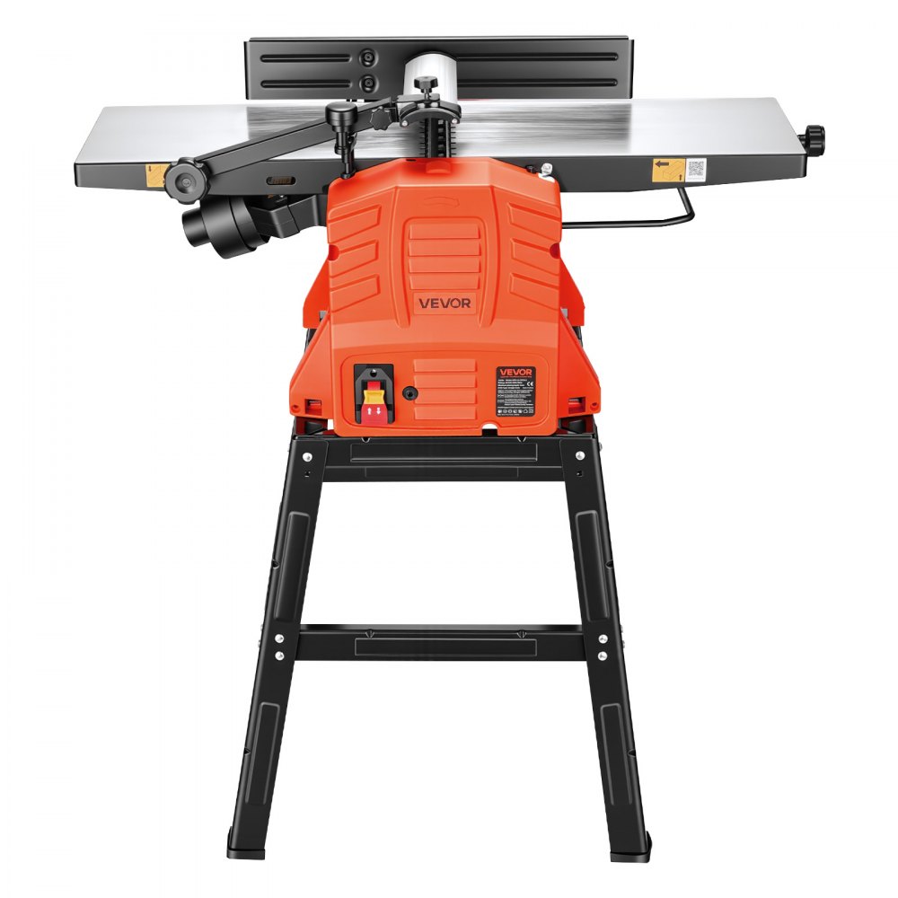 VEVOR vlak- en dikteschaafmachine, 254 mm schaafbreedte, 2,4 pk, 8000 tpm, met onderstel, 2-messensnijkop, gegoten aluminium tafel, 0-3 mm instelbare snijdiepte, voor houtbewerking