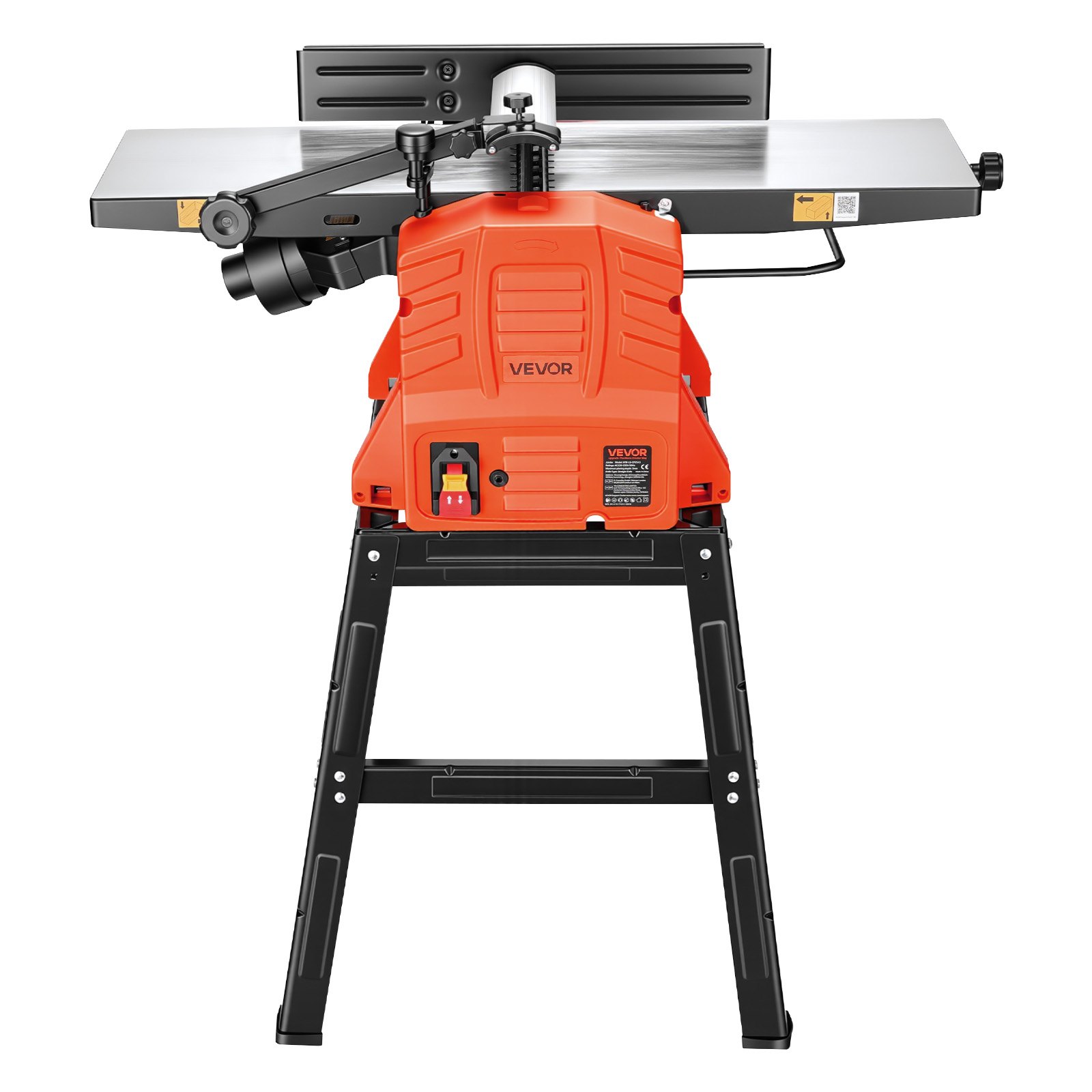 VEVOR vlak- en dikteschaafmachine, 254 mm schaafbreedte, 2,4 pk, 8000 tpm, met onderstel, 2-messensnijkop, gegoten aluminium tafel, 0-3 mm instelbare snijdiepte, voor houtbewerking