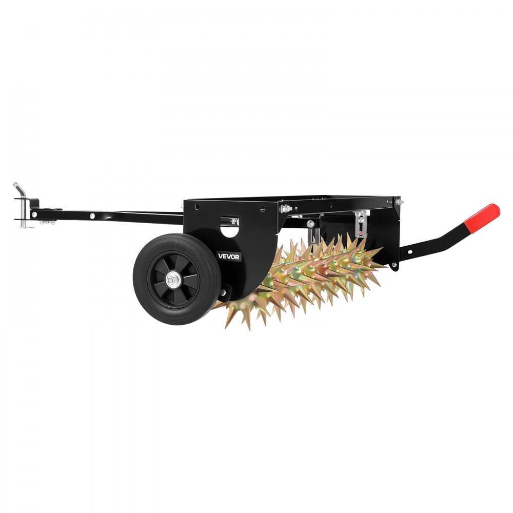 VEVOR gazonbeluchter voor zitmaaiers, 1 m, beluchter voor gazons met een werkdiepte van 5 cm en wielen, stalen gazonbeluchter voor zitmaaiers, gazonverzorging, draagvermogen van 54 kg, voor verdichte grond, tuin, zwart