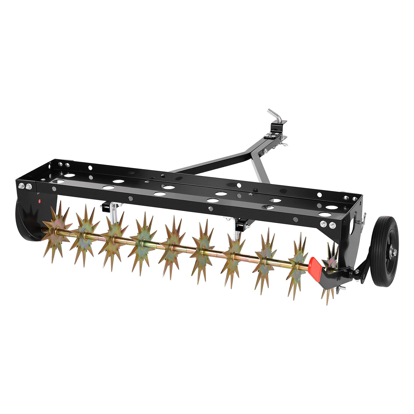VEVOR gazonbeluchter voor zitmaaiers, 1 m, beluchter voor gazons met een werkdiepte van 5 cm en wielen, stalen gazonbeluchter voor zitmaaiers, gazonverzorging, draagvermogen van 54 kg, voor verdichte grond, tuin, zwart
