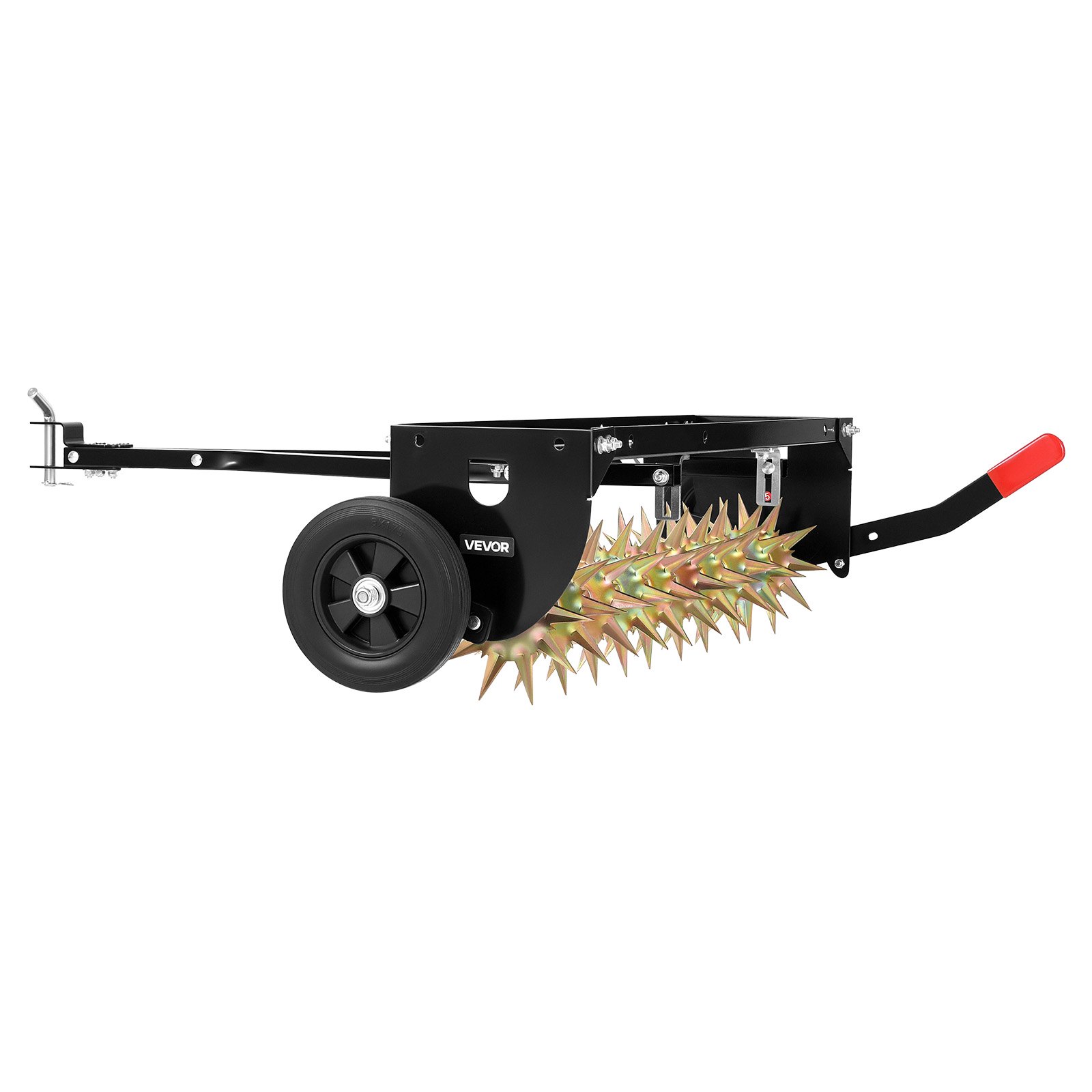 VEVOR gazonbeluchter voor zitmaaiers, 1 m, beluchter voor gazons met een werkdiepte van 5 cm en wielen, stalen gazonbeluchter voor zitmaaiers, gazonverzorging, draagvermogen van 54 kg, voor verdichte grond, tuin, zwart