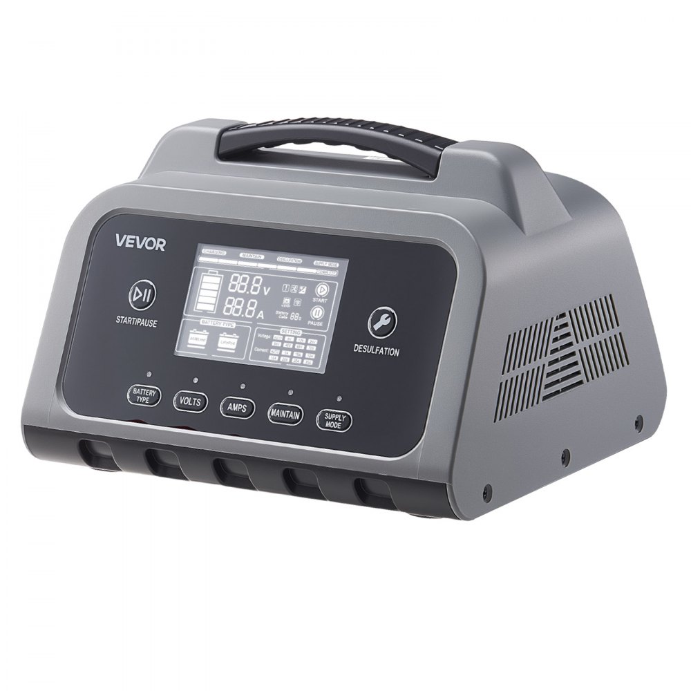 VEVOR 20A autolader, 6V/12V/24V, intelligente lader voor loodzuur- en lithium-LiFePO4-accu's, met 7 laadstappen, reparatiemodus en lcd-display voor auto's, motoren en boten.