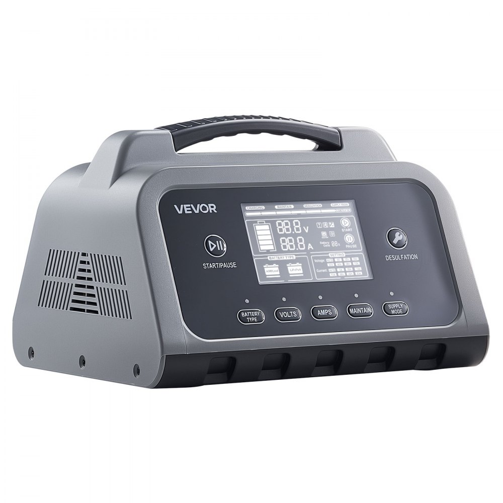 VEVOR Autolader 25A Acculader 6V/12V/24V, intelligente lader voor loodzuur- en lithium-LiFePO4-accu's, met 7-traps laad- en reparatiemodus en LCD-display voor auto, motor en boot