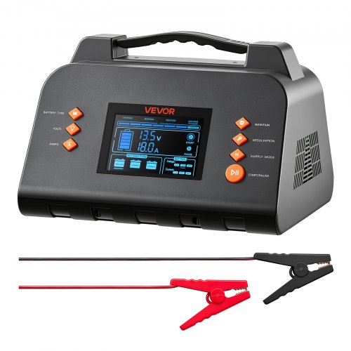 VEVOR Smart Acculader 30 A 6/12/24 V voor LiFePO4 loodzuuraccu's, lader voor auto's, campers, vrachtwagens en boten, met 7-traps laadproces, pulsontzwaveling, LCD-display en overspannings- en omgekeerde polariteitsbeveiliging.